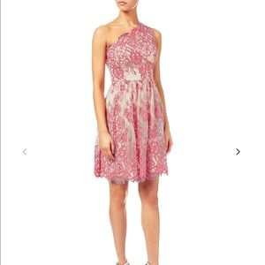 Elegant Pink Lace One-Shoulder Dress